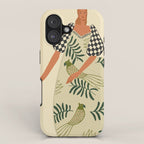 a girl in a dress with parrots iPhone Case Gallery Image 1