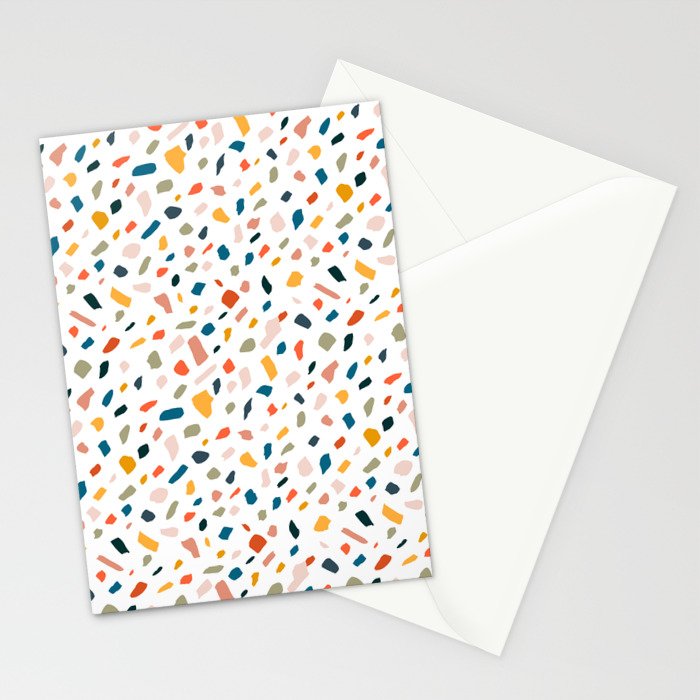 Terrazzo, Abstract Quirky Shapes Bohemian Modern Pattern Confetti Celebration Random Colorful Shapes Stationery Card Gallery Image 2