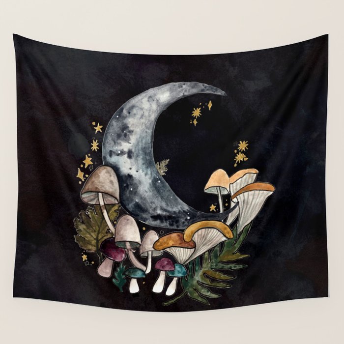 Mushroom Moon Wall Tapestry Gallery Image 1