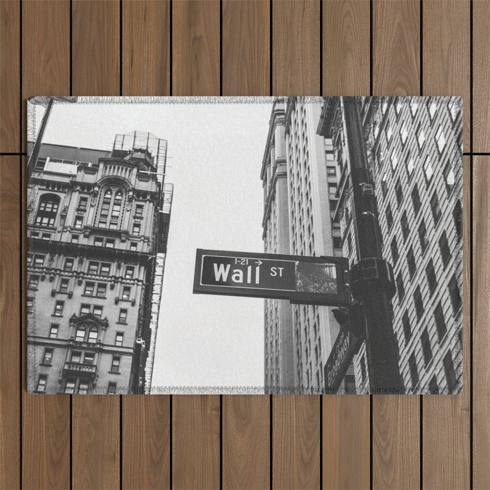 Wall street bw Outdoor Rug Gallery Image 1