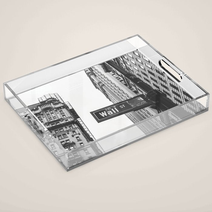 Wall street bw Acrylic Tray Gallery Image 1