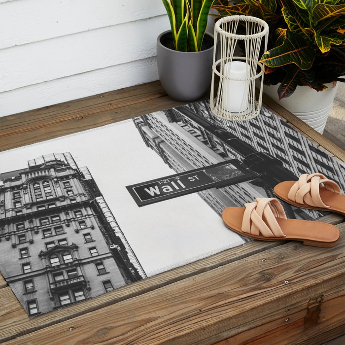 Wall street bw Outdoor Rug Gallery Image 2