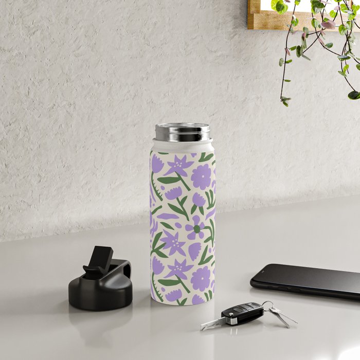 Vintage flower nature art pattern Water Bottle Gallery Image 4