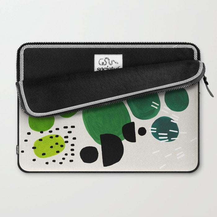Fun Abstract Minimalist Mid Century Modern Colorful Shapes Lime Green Blue Watercolor Bubbles Laptop Sleeve Gallery Image 2
