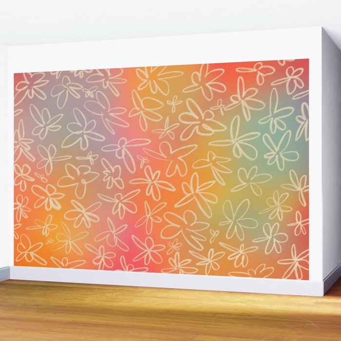 MISTY FIELD OF FLOWERS Wall Mural Gallery Image 2