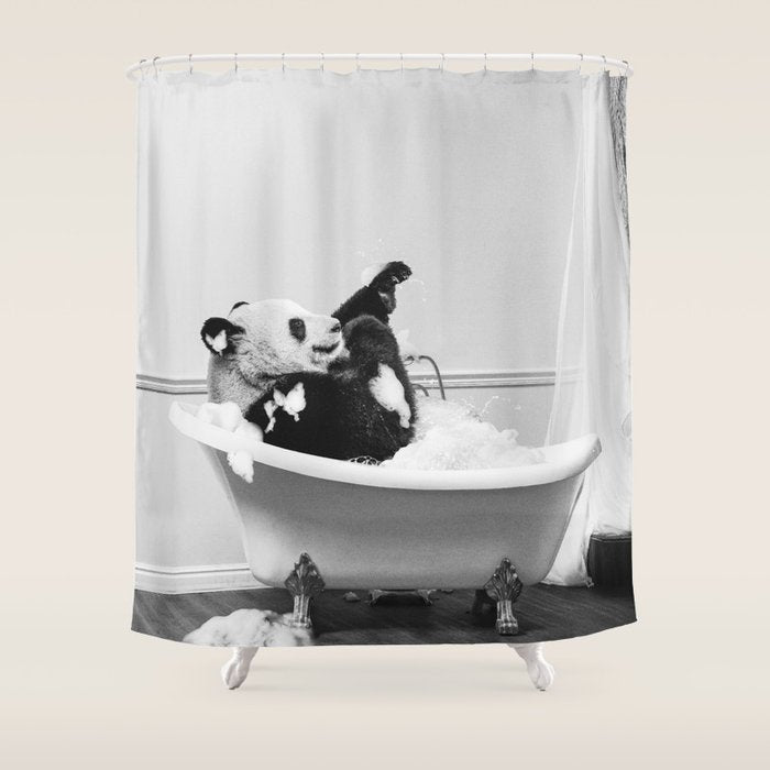 Panda Taking a Bath Shower Curtain Gallery Image 1