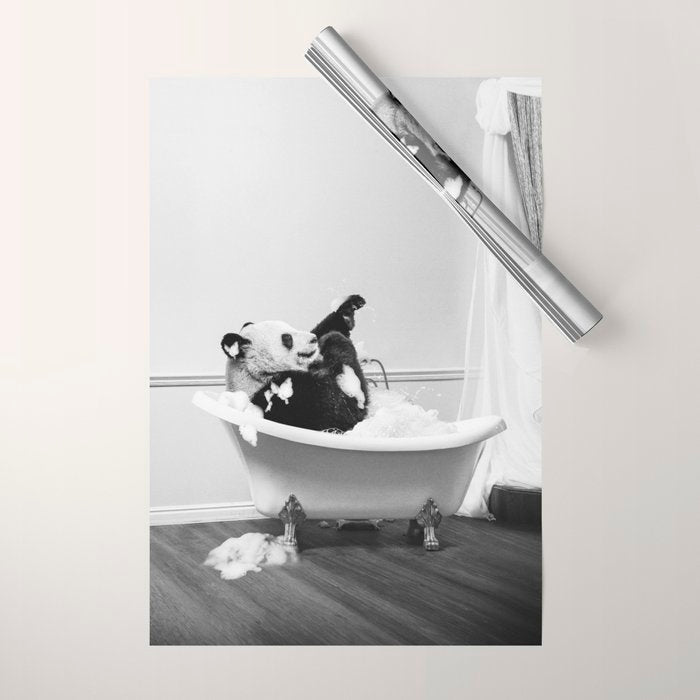 Panda Taking a Bath Wrapping Paper Gallery Image 1