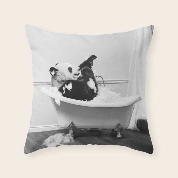 Panda Taking a Bath Throw Pillow Gallery Image 6