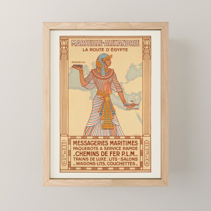 Vintage french travel poster - Marseille - Alexandria, 1920s Mini Art Print Gallery Image 1