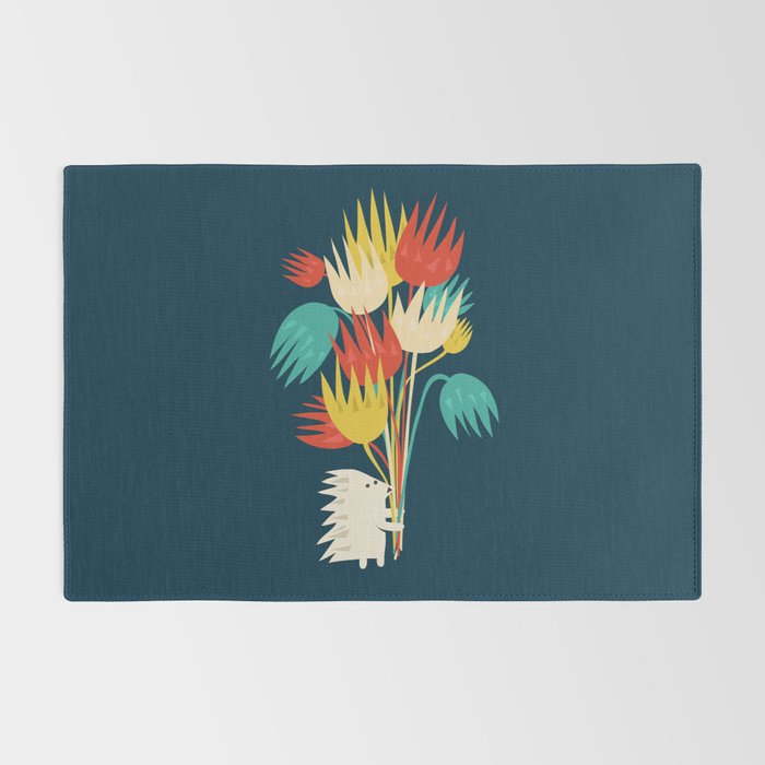 Hedgehog with flowers Rug Gallery Image 2
