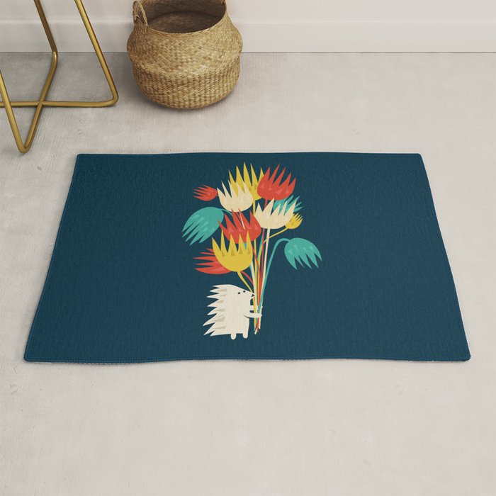 Hedgehog with flowers Rug Gallery Image 1