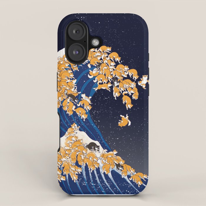 Shiba Inu The Great Wave in Night iPhone Case Gallery Image 1