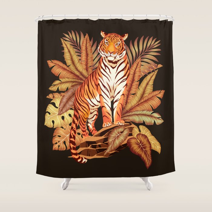 Autumn Jungle Tiger Shower Curtain Gallery Image 1