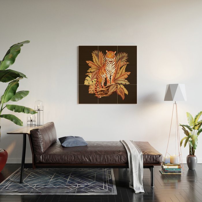 Autumn Jungle Tiger Wood Wall Art Gallery Image 2