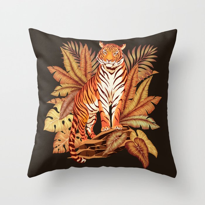 Autumn Jungle Tiger Throw Pillow Gallery Image 1
