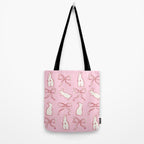 Ribbon Bows and Bunnies in Red, Pink and White Tote Bag Gallery Image 2