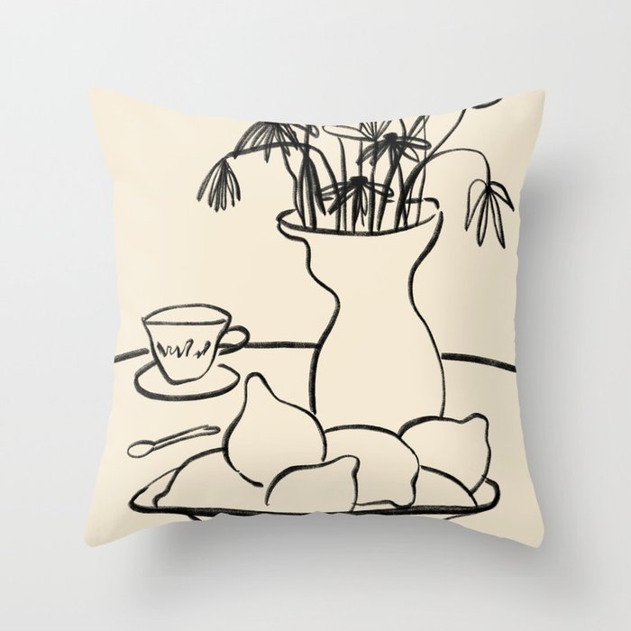 LEMONS AND FLOWERS Throw Pillow Gallery Image 1