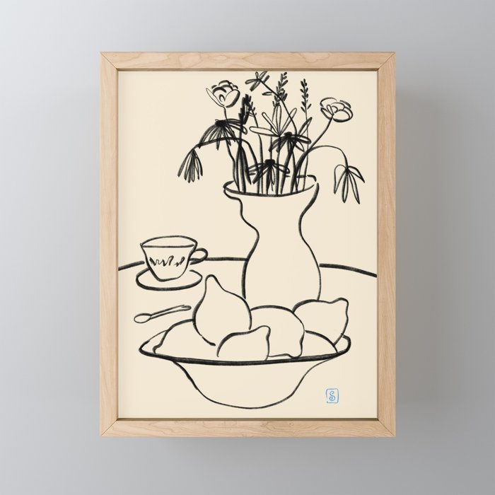 LEMONS AND FLOWERS Mini Art Print Gallery Image 1