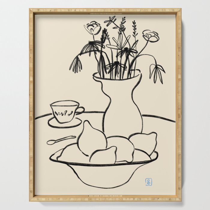 LEMONS AND FLOWERS Serving Tray Gallery Image 1