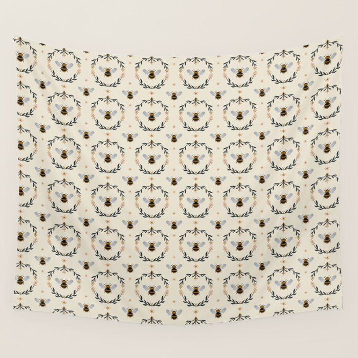 Ode to the Bumblebee (in cream) Wall Tapestry Gallery Image 4