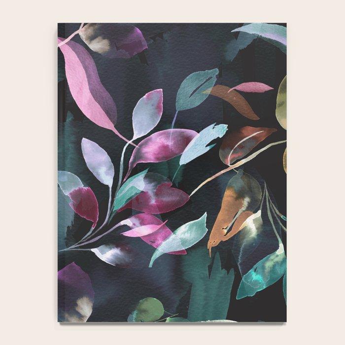 Midnight garden foliage Watercolor Leaves Dark Romantic botanical Jewel tones Notebook Gallery Image 4