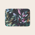 Midnight garden foliage Watercolor Leaves Dark Romantic botanical Jewel tones Bath Mat Gallery Image 1