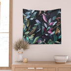 Midnight garden foliage Watercolor Leaves Dark Romantic botanical Jewel tones Wall Tapestry Gallery Image 2