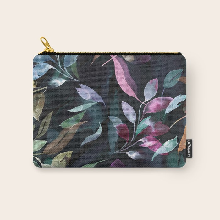 Midnight garden foliage Watercolor Leaves Dark Romantic botanical Jewel tones Carry All Pouch Gallery Image 1