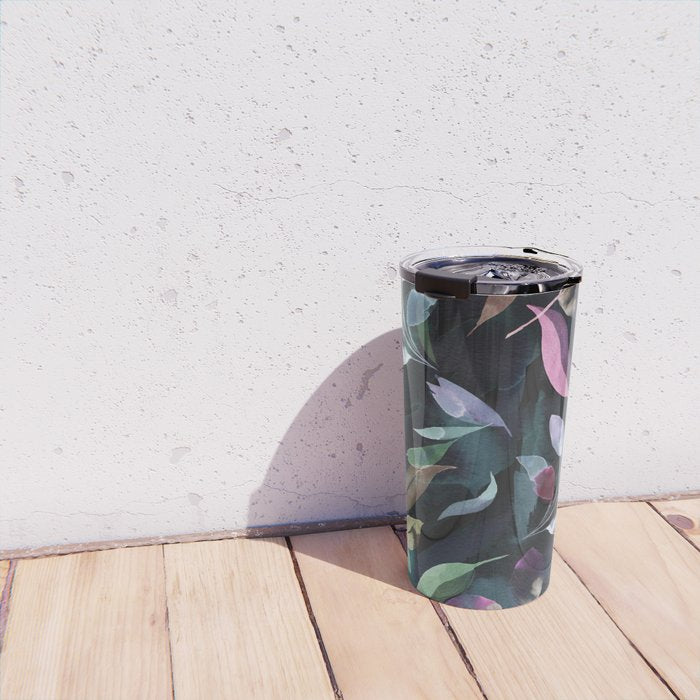 Midnight garden foliage Watercolor Leaves Dark Romantic botanical Jewel tones Travel Mug Gallery Image 4