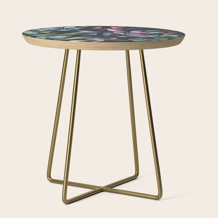 Midnight garden foliage Watercolor Leaves Dark Romantic botanical Jewel tones Side Table Gallery Image 1