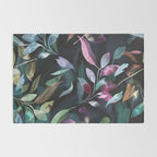 Midnight garden foliage Watercolor Leaves Dark Romantic botanical Jewel tones Rug Gallery Image 2