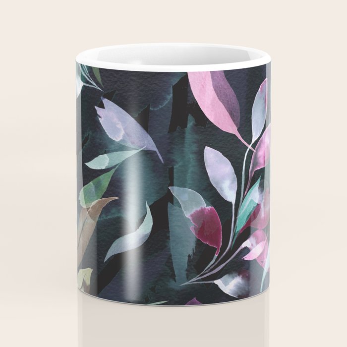 Midnight garden foliage Watercolor Leaves Dark Romantic botanical Jewel tones Coffee Mug Gallery Image 4