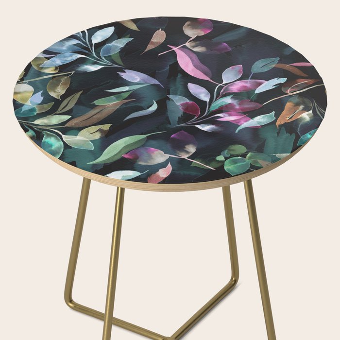 Midnight garden foliage Watercolor Leaves Dark Romantic botanical Jewel tones Side Table Gallery Image 2