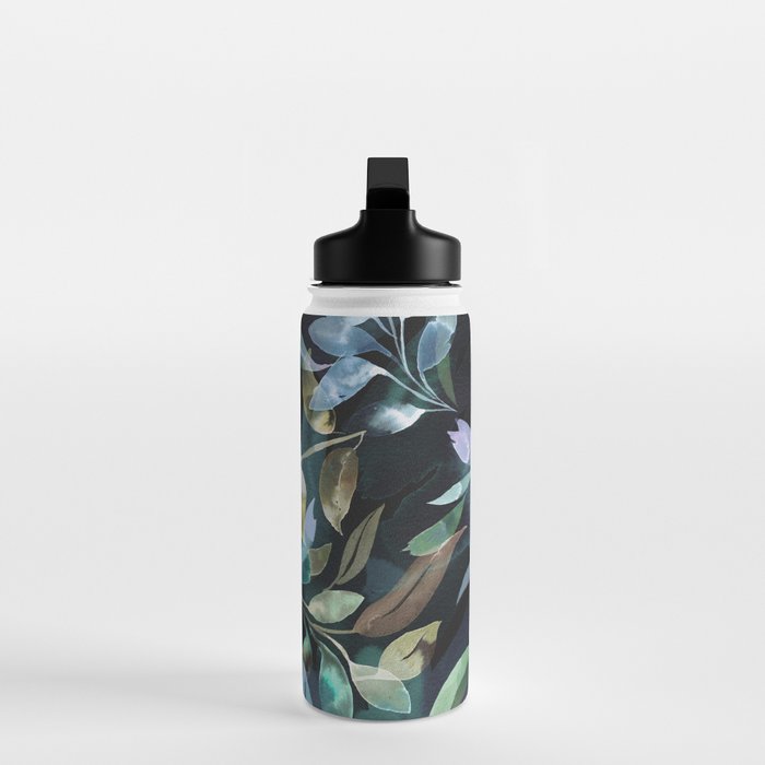 Midnight garden foliage Watercolor Leaves Dark Romantic botanical Jewel tones Water Bottle Gallery Image 3