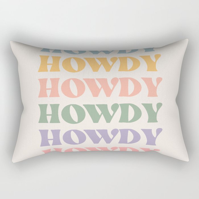 Howdy Colorful Retro Quote Rectangular Pillow Gallery Image 1