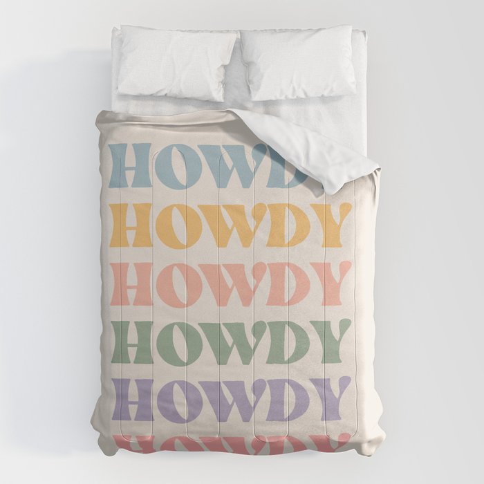 Howdy Colorful Retro Quote Comforter Gallery Image 1
