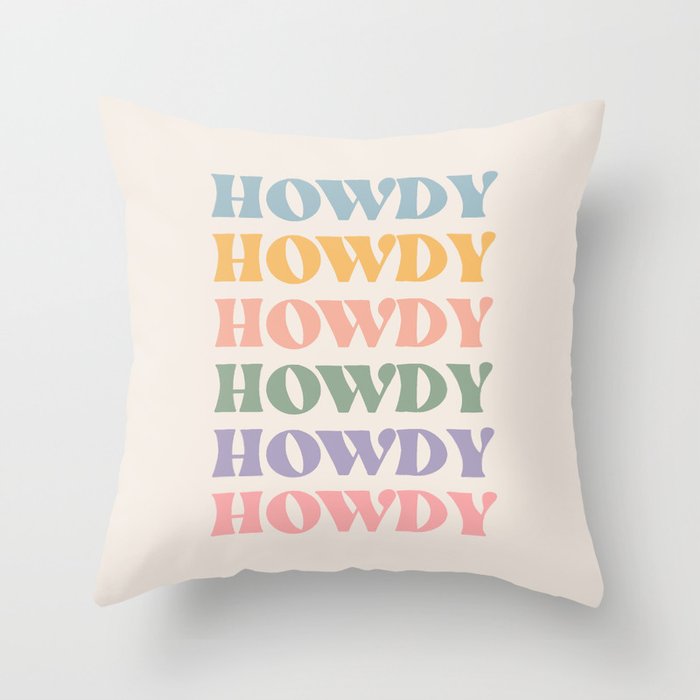 Howdy Colorful Retro Quote Throw Pillow Gallery Image 6
