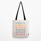 Howdy Colorful Retro Quote Tote Bag Gallery Image 2