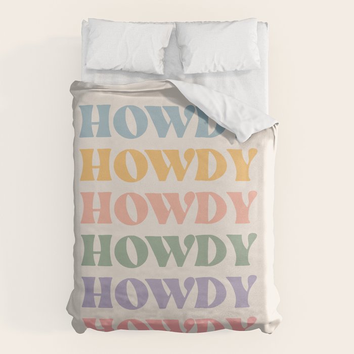Howdy Colorful Retro Quote Duvet Cover Gallery Image 6