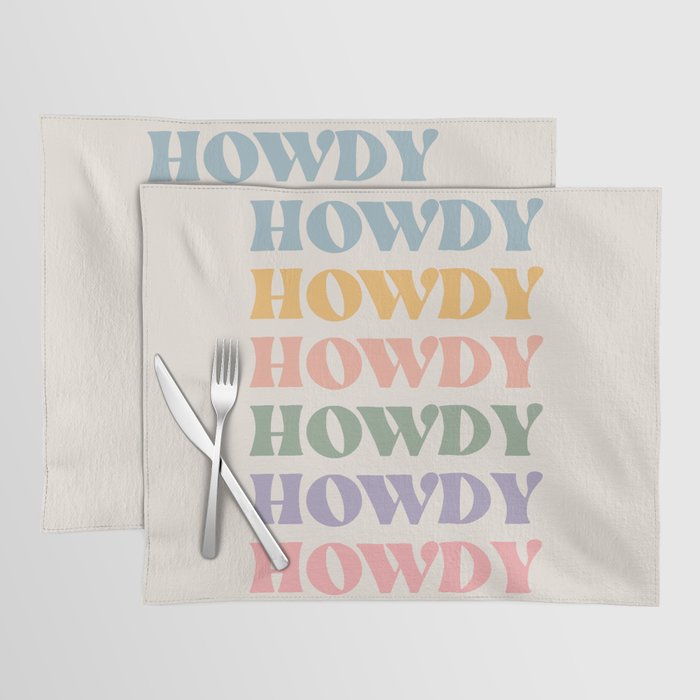 Howdy Colorful Retro Quote Placemat Gallery Image 1
