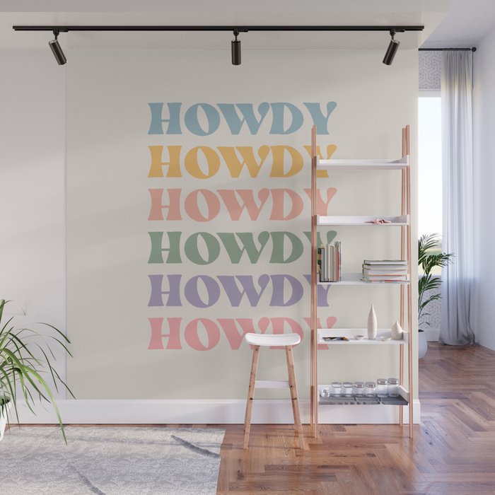Howdy Colorful Retro Quote Wall Mural Gallery Image 1