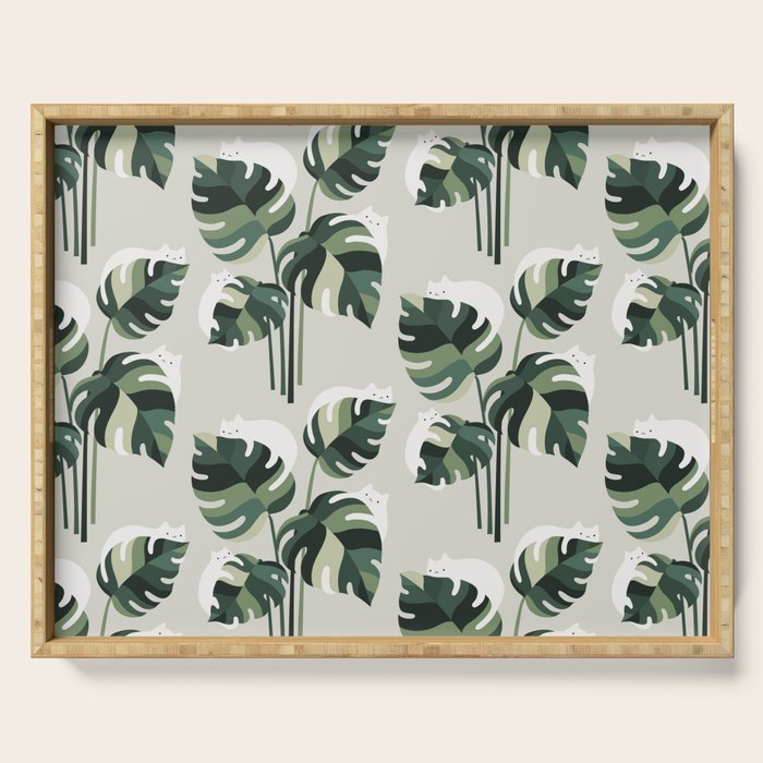 Cat and Plant 11 Pattern Serving Tray Gallery Image 1