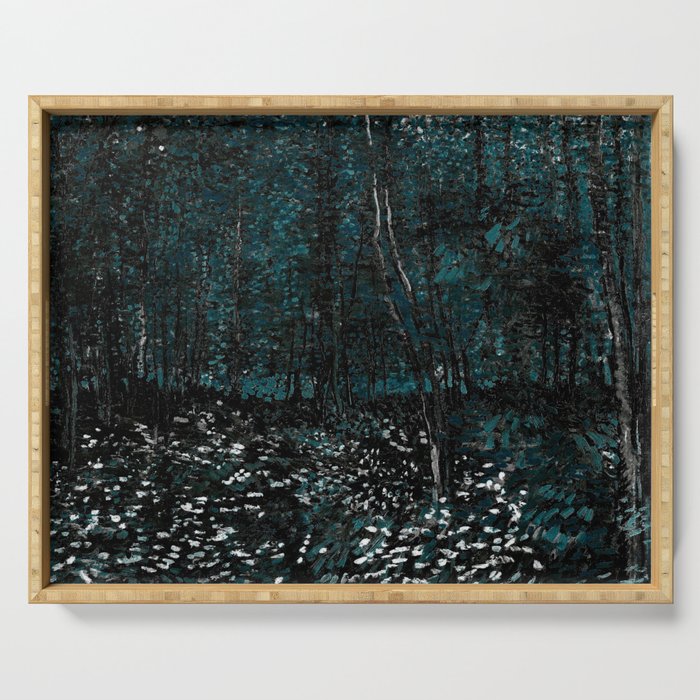 Dark Teal Van Gogh Trees & Underwood Serving Tray Gallery Image 1