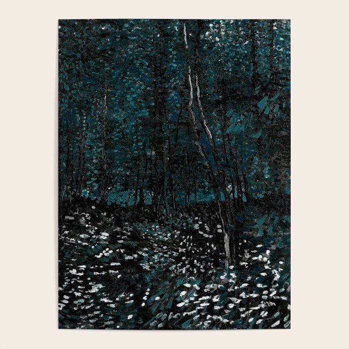 Dark Teal Van Gogh Trees & Underwood Poster Gallery Image 1