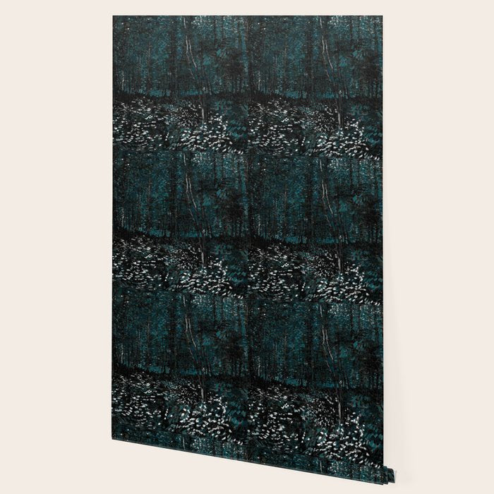 Dark Teal Van Gogh Trees & Underwood Wallpaper Gallery Image 2