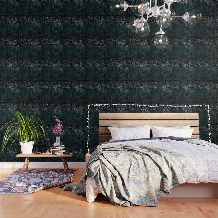 Dark Teal Van Gogh Trees & Underwood Wallpaper Gallery Image 3