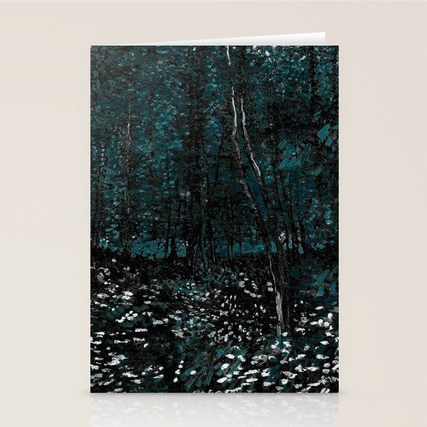 Dark Teal Van Gogh Trees & Underwood Stationery Card Gallery Image 1