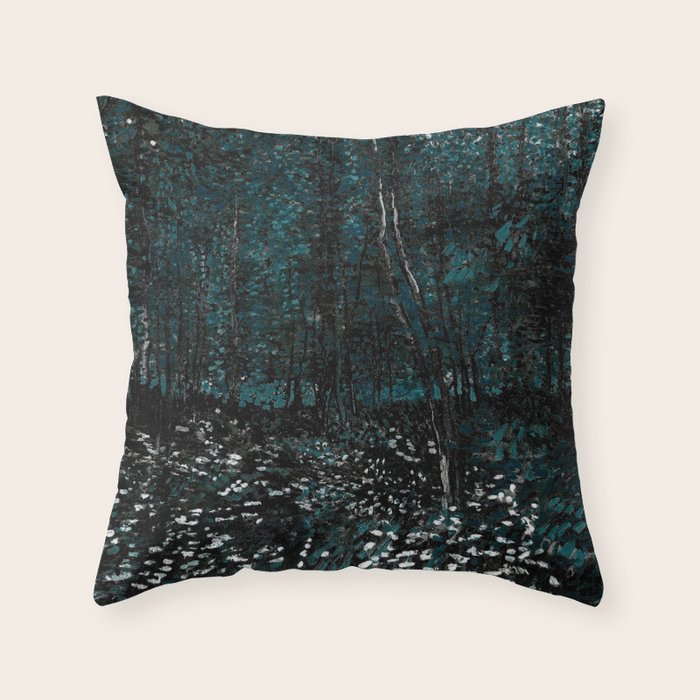 Dark Teal Van Gogh Trees & Underwood Throw Pillow Gallery Image 6
