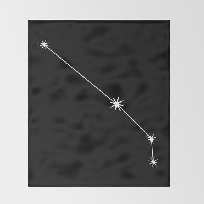 Aries Zodiac Star Constellation Line Art Black Throw Blanket Gallery Image 2
