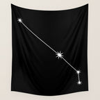 Aries Zodiac Star Constellation Line Art Black Wall Tapestry Gallery Image 4